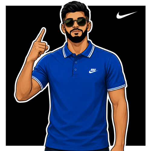 Blue Nike Golfer with a Muslim guy shahada beard and glasses