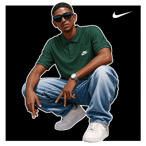 Thumbi Lytie in Green Nike Golfer he stole from the mamas clothes line