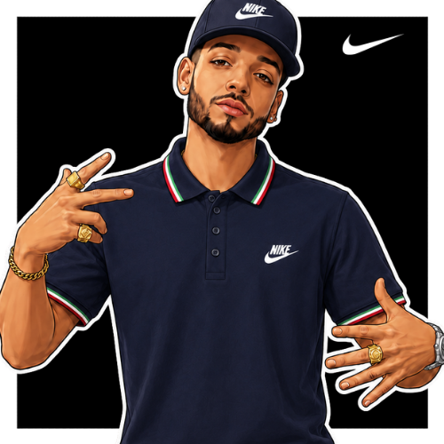 Nike Golfer Navy Blue with Italian colors at sleeve and Collar endings 