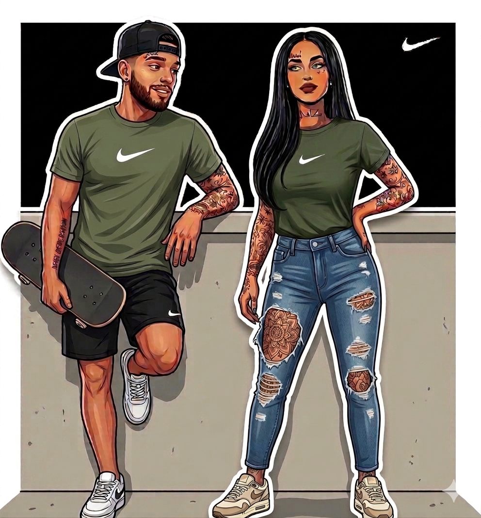 Nike Unisex Green T-Shirt, Embroded tick