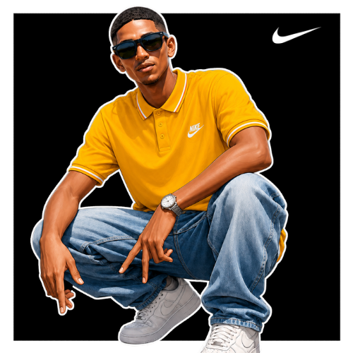 Thumbi Lytie in Yellow Nike Golfer he stole from the mamas clothes line